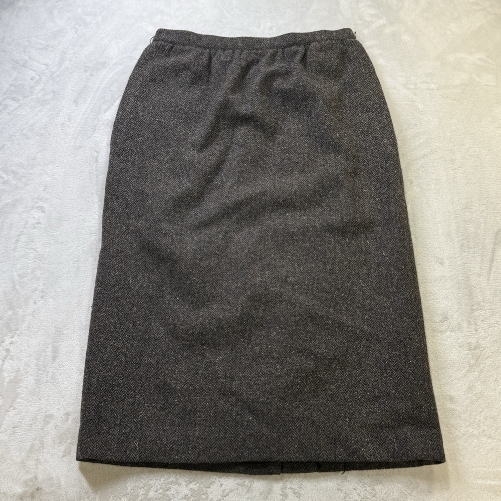 Tahari Vintage USA Wool Blend Herringbone Pencil Midi Skirt Women's 11/12P